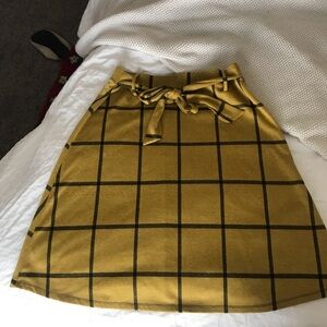 Plaid Mustard Skirt with Tie Waist size xl